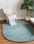 Unique Loom Solid Shag Area Rug 3 ft 3 in x 5 ft 3 in Oval - Soft