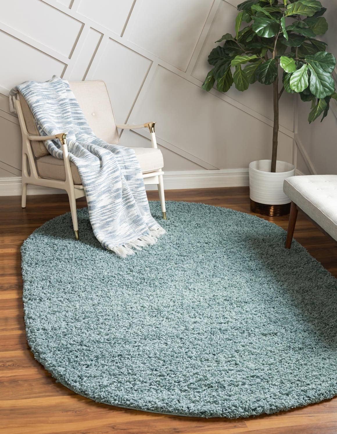 Unique Loom Solid Shag Collection Area Rug in Light Slate Blue