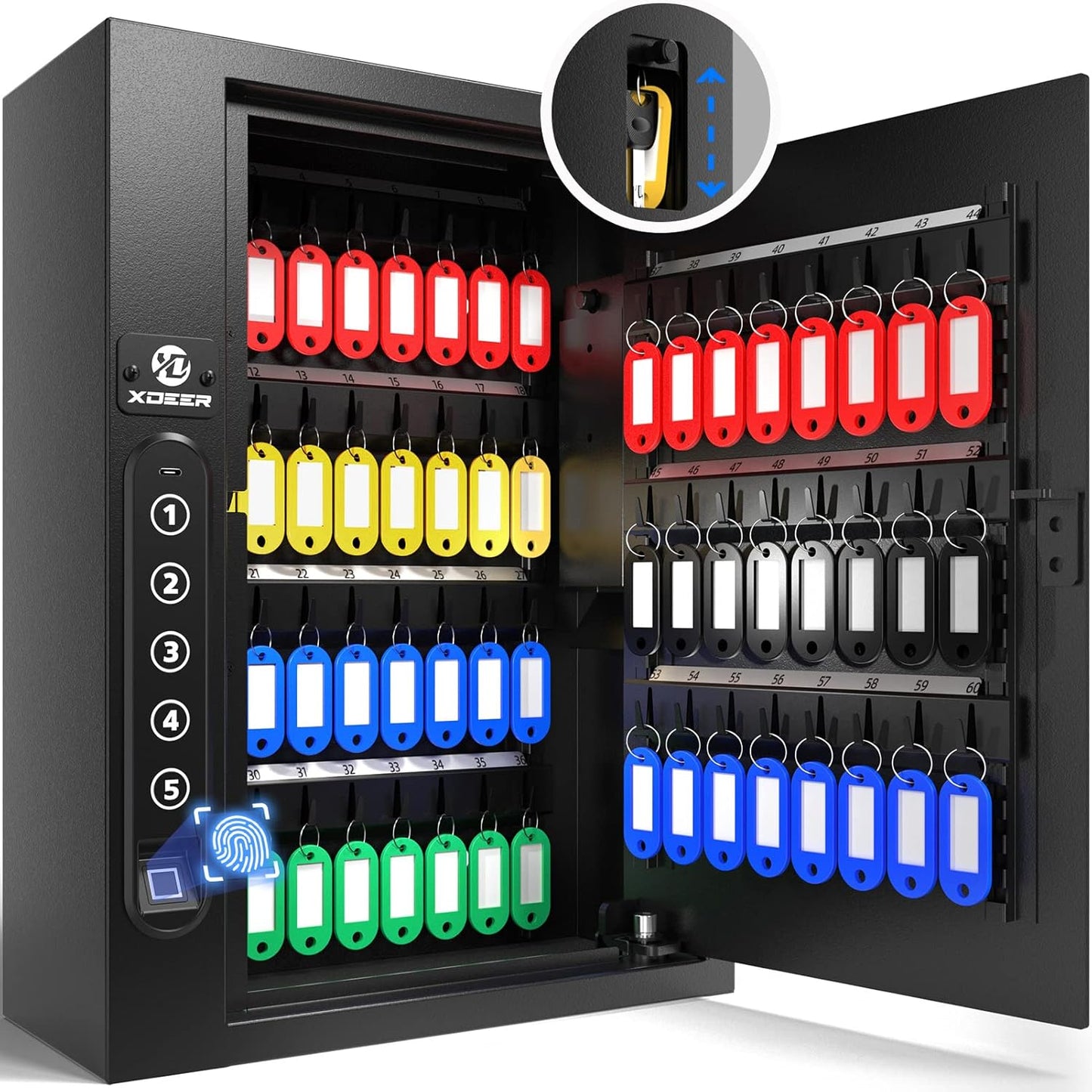 XDeer 60-Key Biometric Lock Box for Hotels and Offices