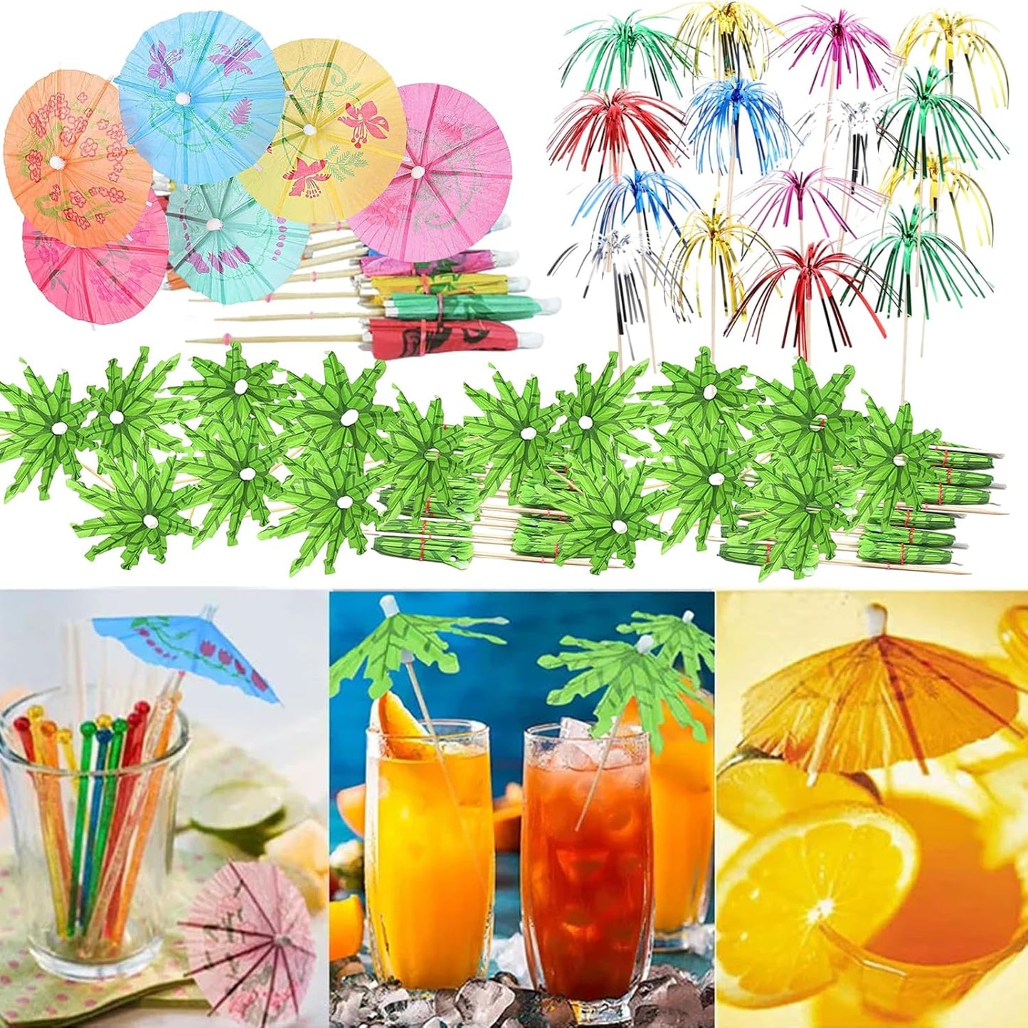 Colorful Tropical Cocktail Picks - 60 Pcs