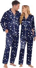 Ekouaer Couples Matching Satin Long Sleeve Pajama Set - Soft Sleepwear