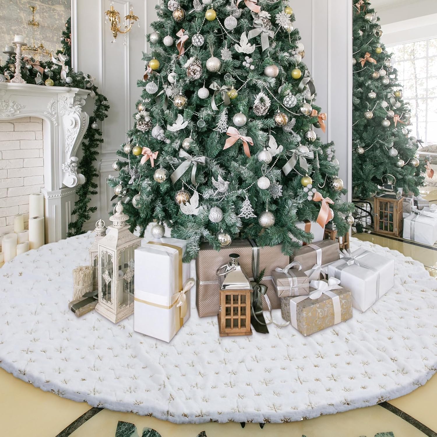 Libima 84 Inches Large Christmas Tree Skirt for Festive Decor