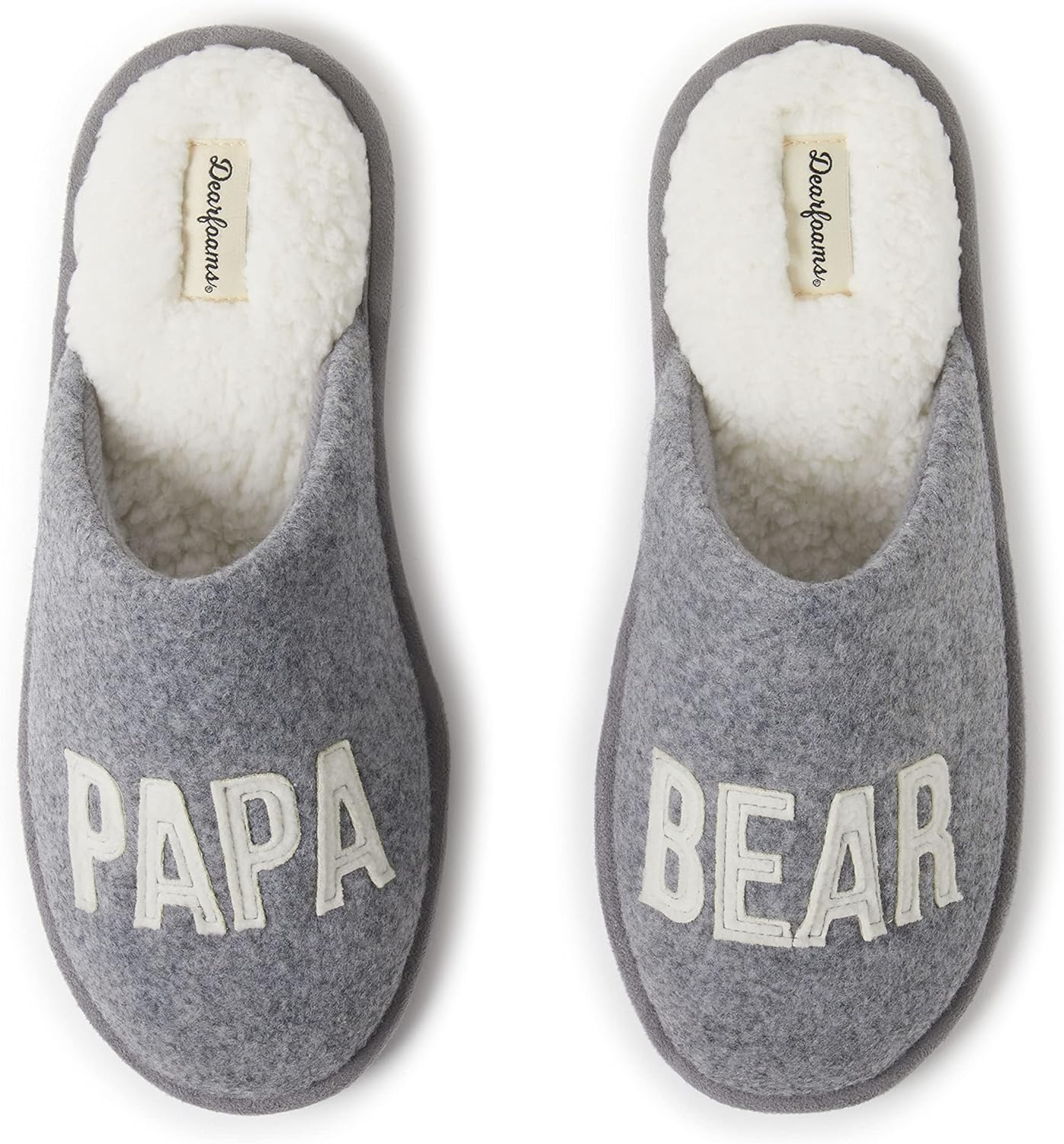 Papa Bear Sherpa Lined Moc Toe Slippers for Family Fun