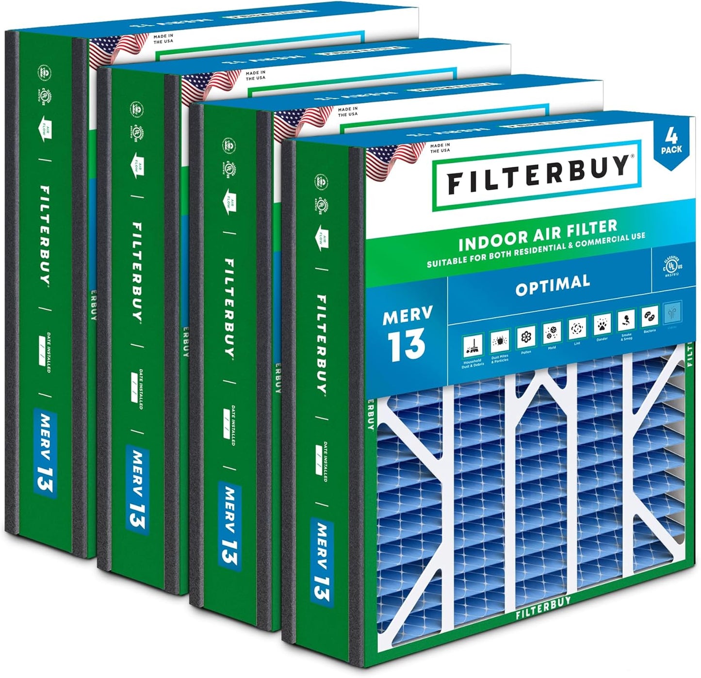 Filterbuy 20x25x5 Air Filter MERV 13 for Optimal Smoke Defense