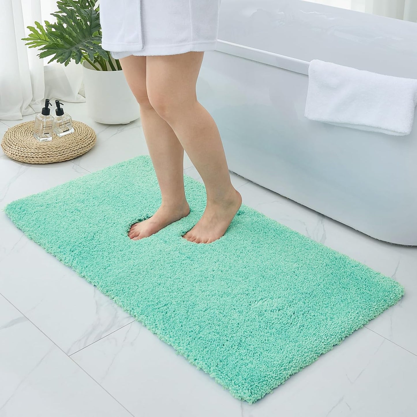 Bathroom Runner Rug 24x70 Spa Blue Plush Non Slip Bath Mat