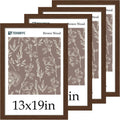 13x19 Picture Frame Set of 4 - Textured Brown Wood Classic Frames