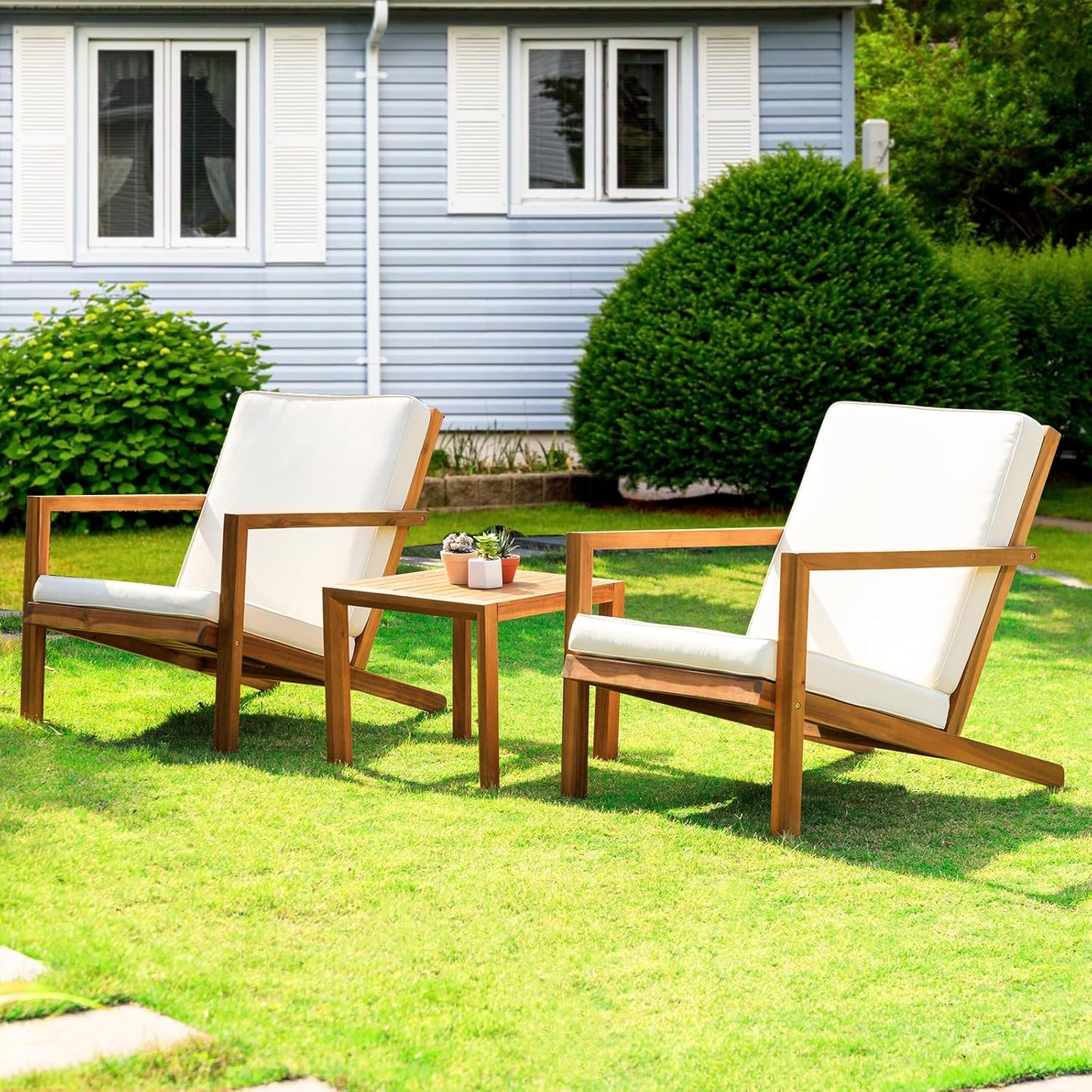 IDZO Natural 3-Piece Patio Bistro Set with Ergonomic Design