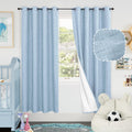 Baby Blue Linen Blackout Curtains 72 in Length 2 Panels Set - Total
