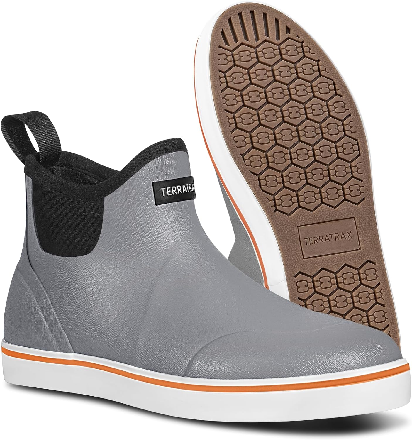 Men's Waterproof Deck Rain Boots - Anti-Slip Rubber Ankle Boots