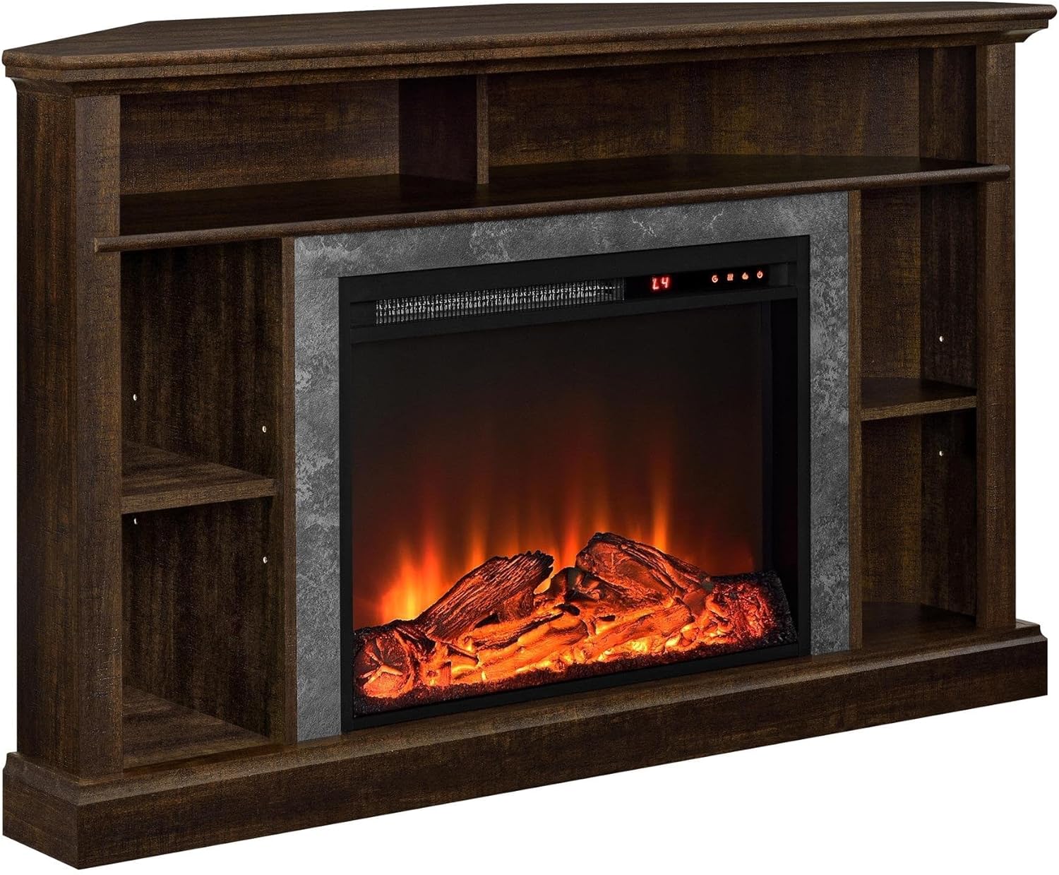 Ameriwood Corner Fireplace TV Stand: Replaceable Heater & Remote Control