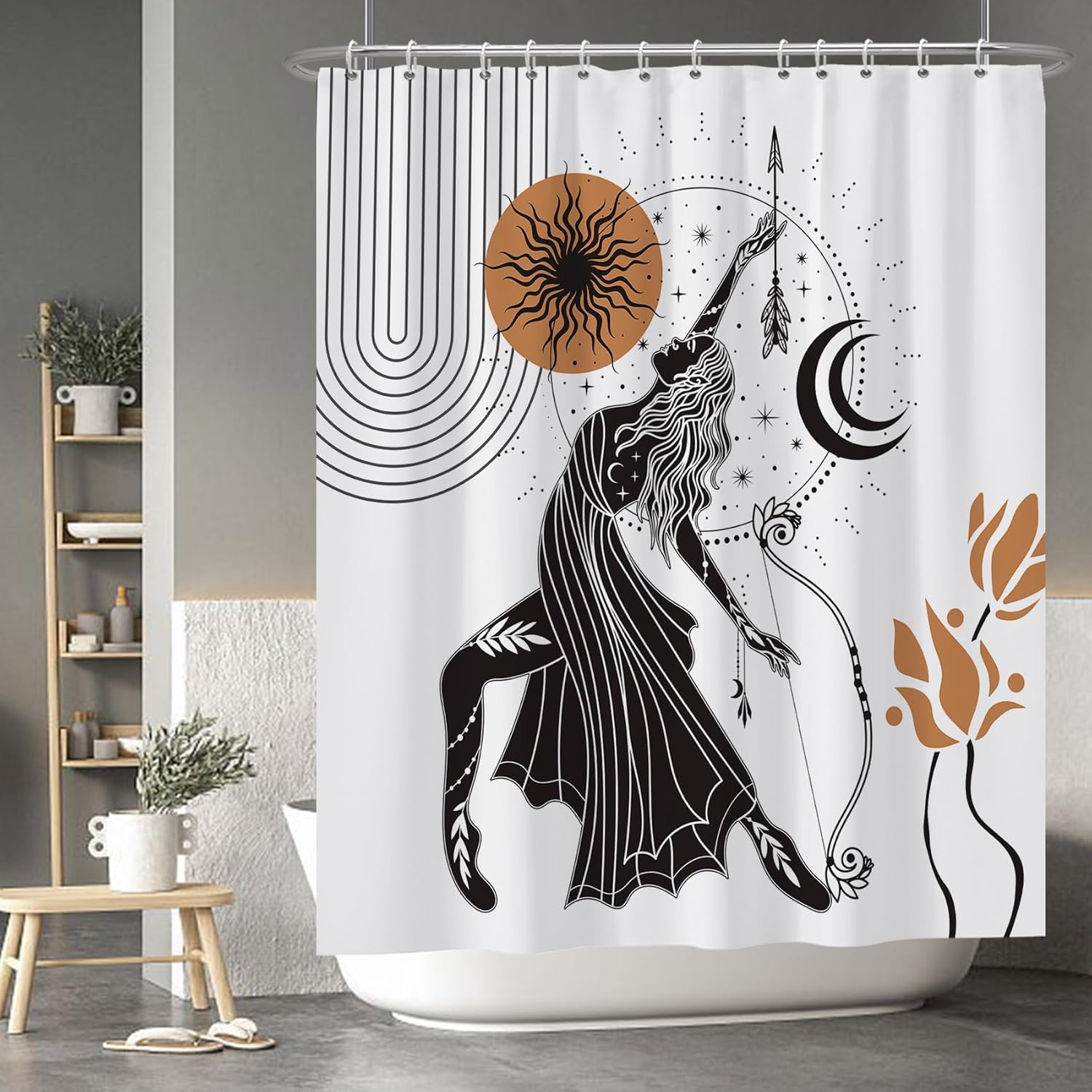 Stylish Boho Sun Moon Shower Curtain