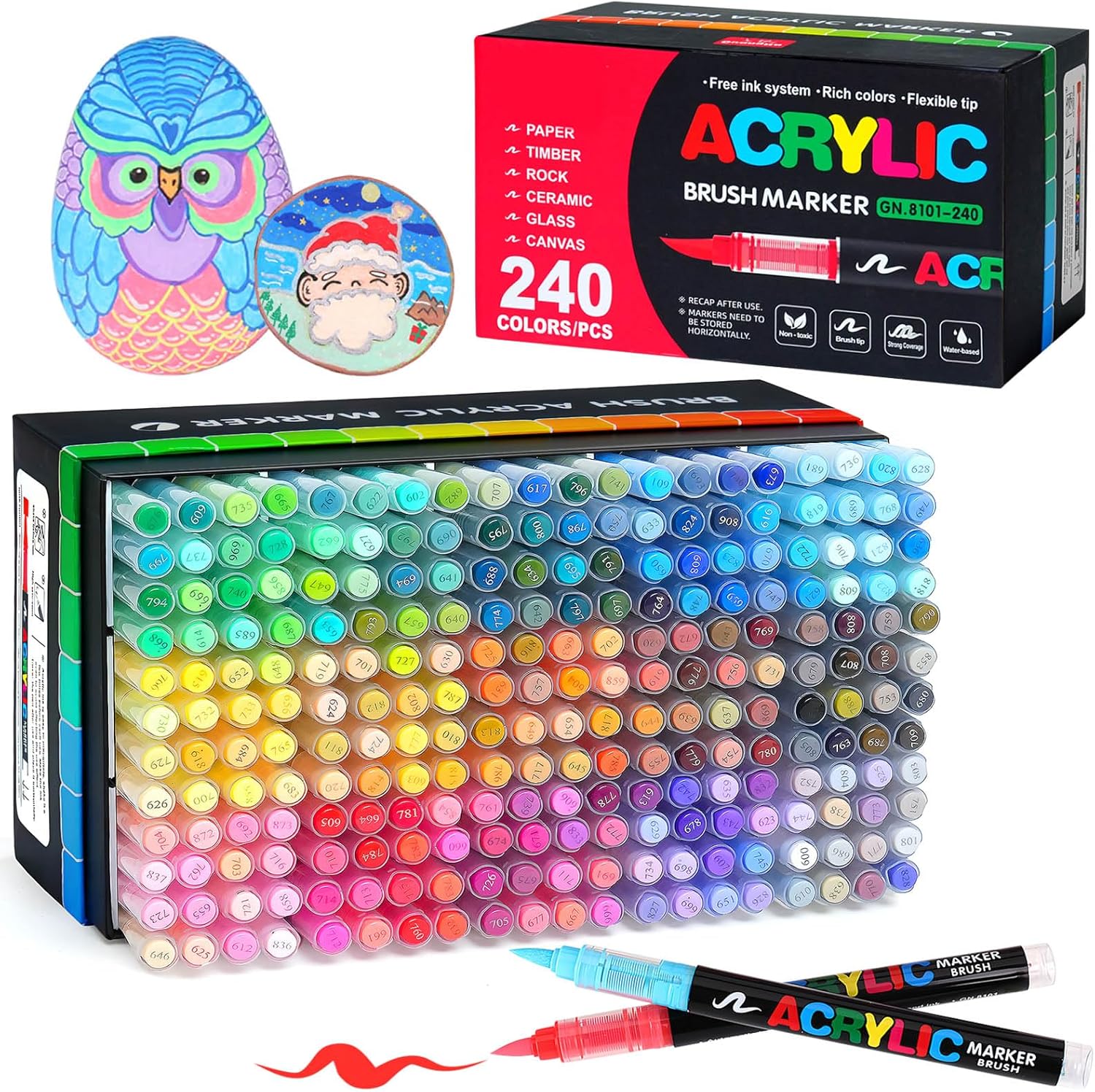 240 Acrylic Paint Markers with Soft Brush Tip for Art Projects