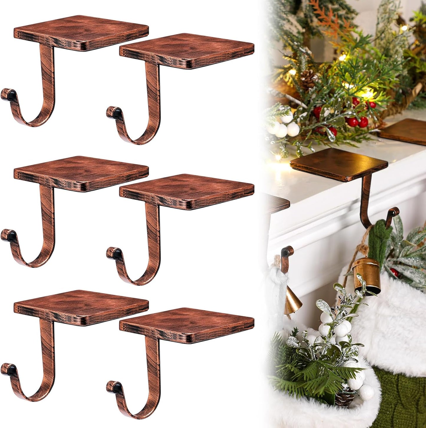 Heavy Duty Christmas Stocking Holders for Mantel - 8 Pcs Set