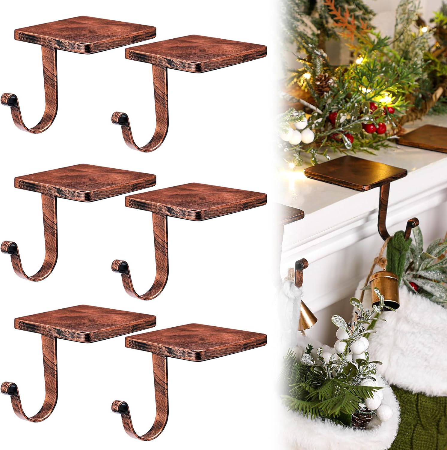 Heavy Duty Christmas Stocking Holders for Mantel - 8 Pcs Set