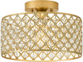 Gold Crystal Ceiling Light Fixture - Modern Semi Flush Mount