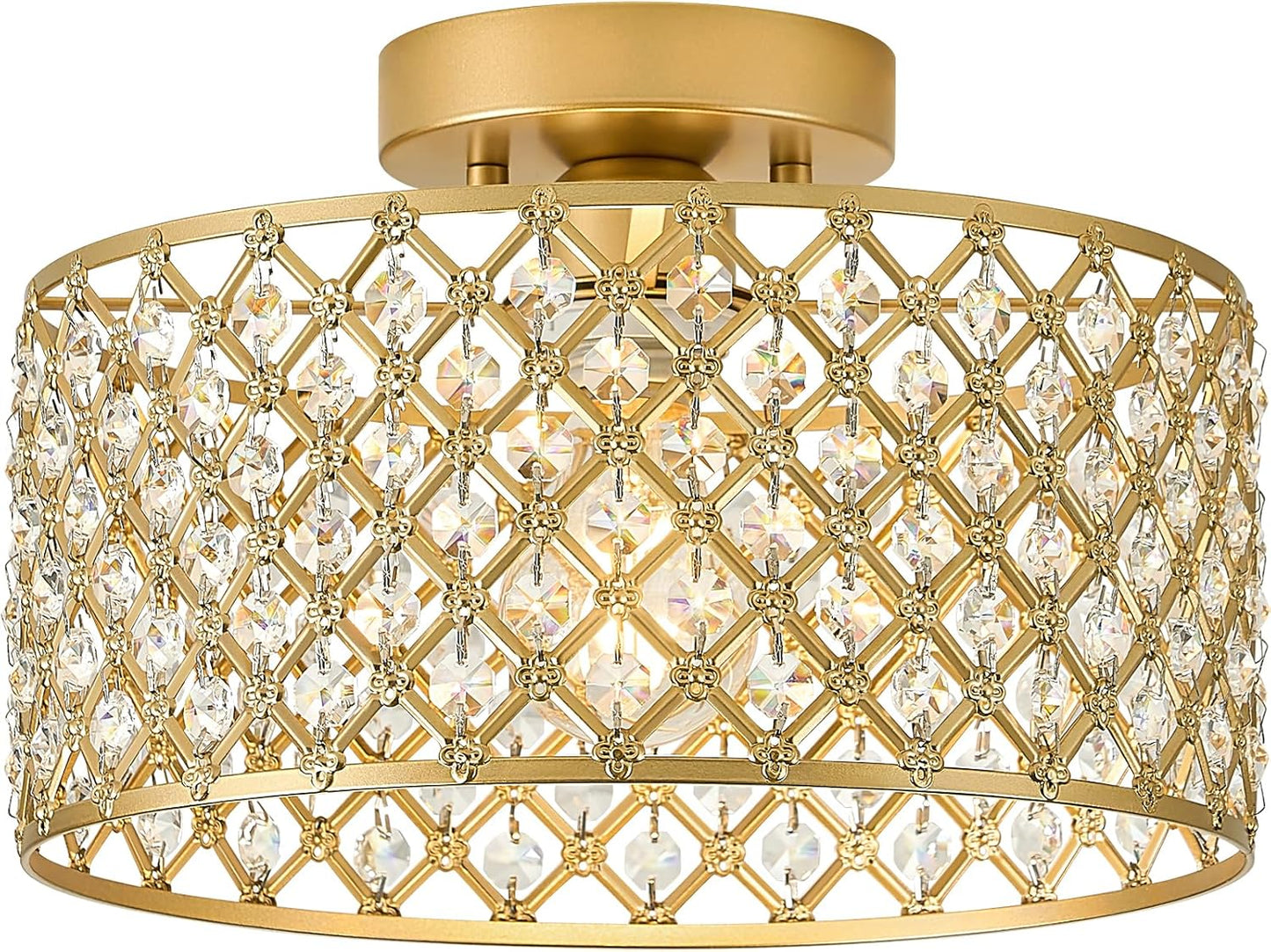 Gold Crystal Ceiling Light Fixture for Modern Home Decor