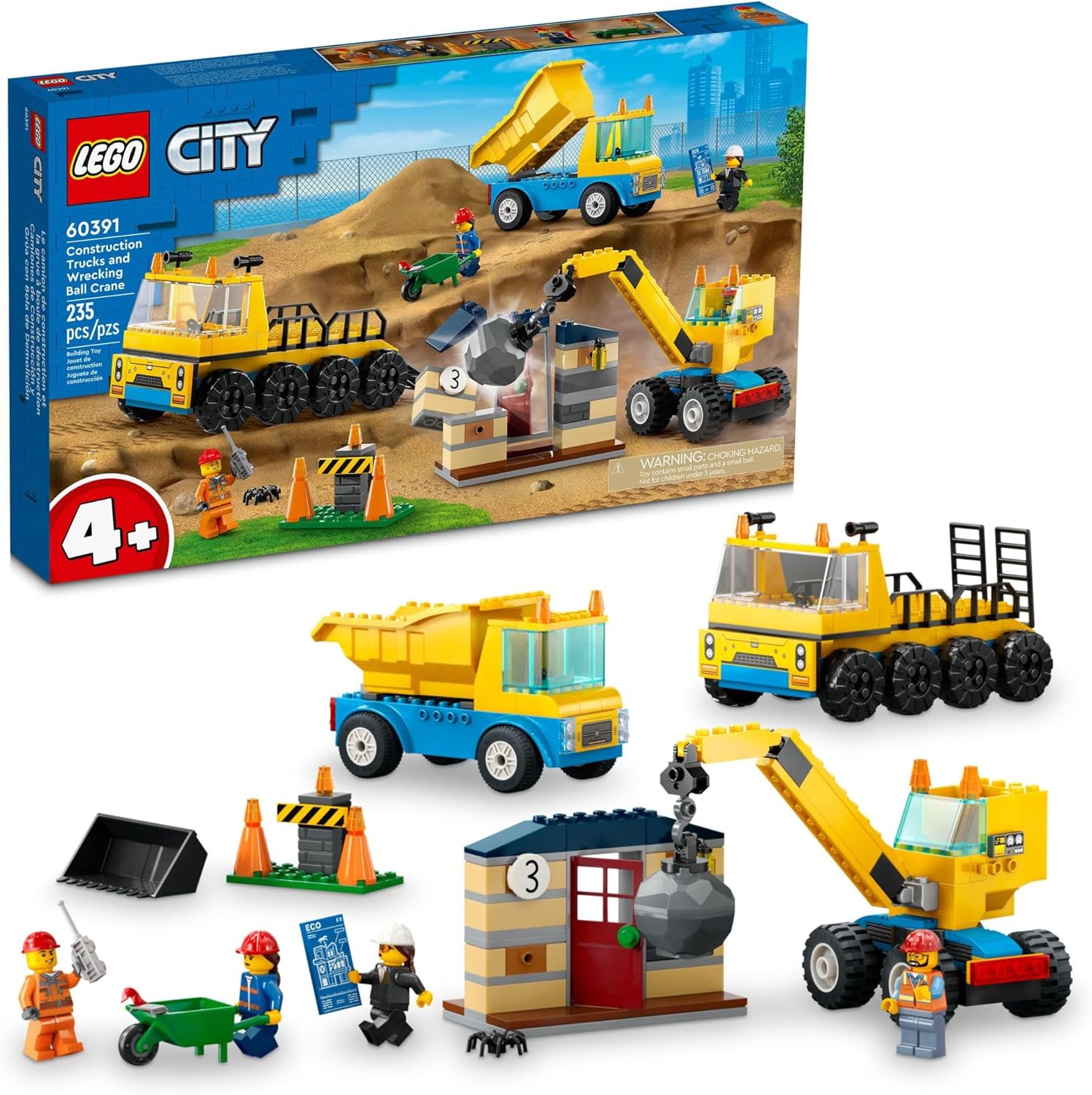 LEGO City Construction Trucks and Wrecking Ball Crane Set