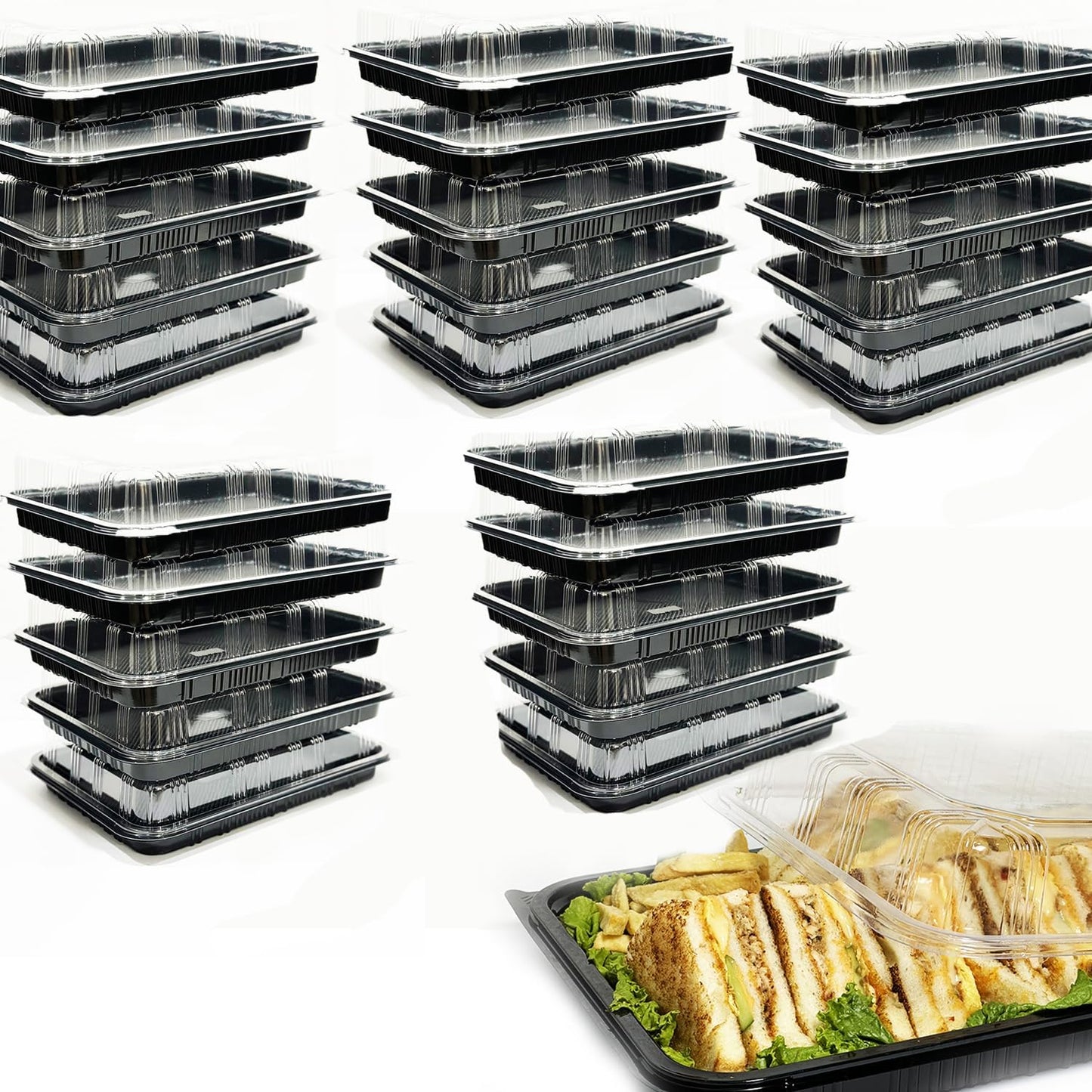 Reusable Catering Trays with Lids for Meal Prep and Parties