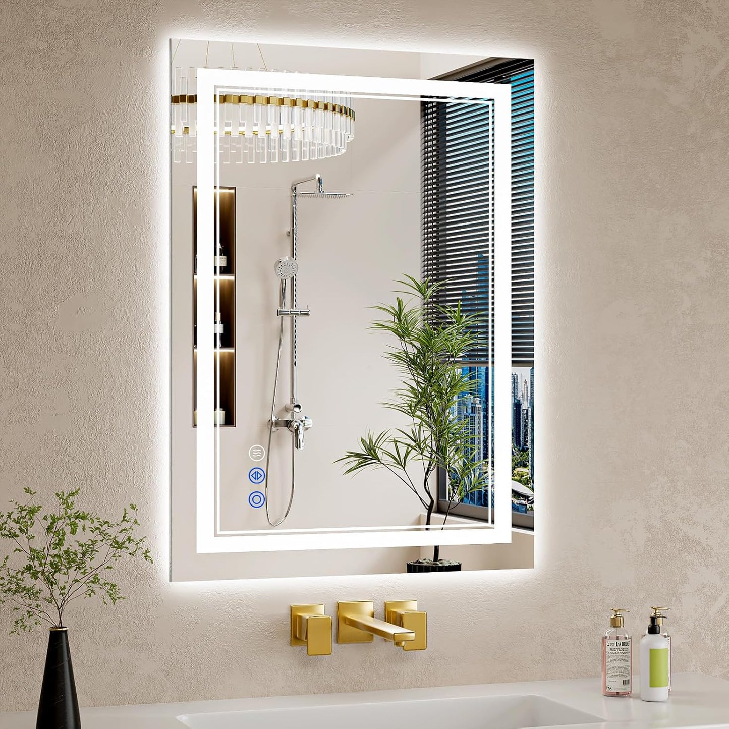 22x30 LED Bathroom Mirror with Lights, Anti-Fog, Dimmable