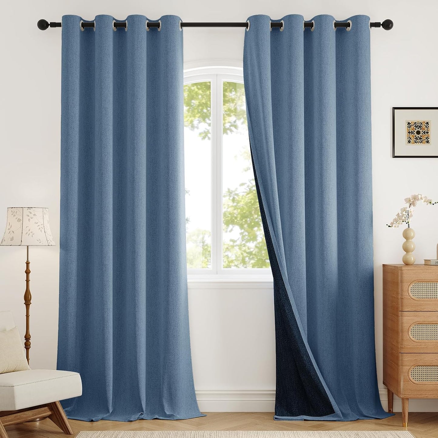 100% Blackout Curtains for Living Room, 96 Inch Length Panels