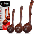 Soup Spoons Luxury Teak Wood Ladle Set of 3 - Durable Chef-Grade
