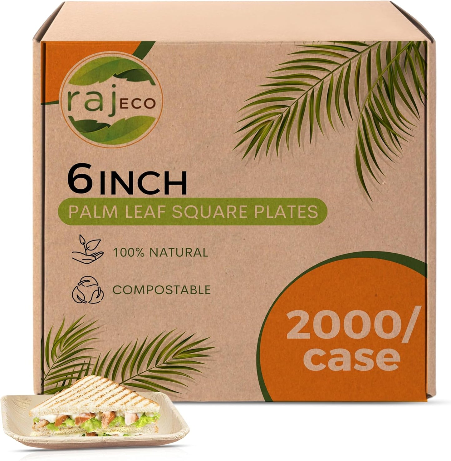 Raj Palm Leaf Plates Bulk 50-Pack for Eco-Friendly Dining