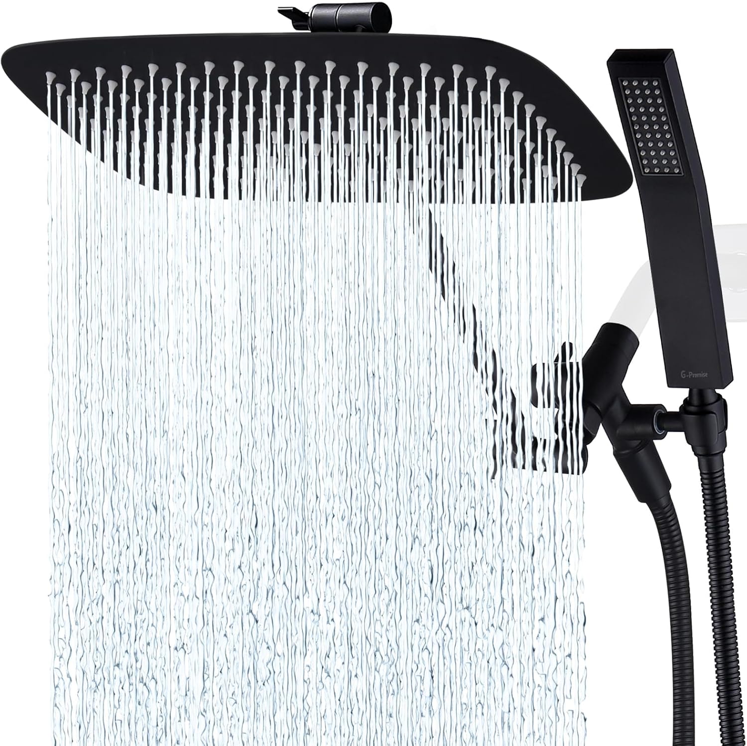 G-Promise 14 Inch Dual Square Shower Head with Handheld Spray Combo