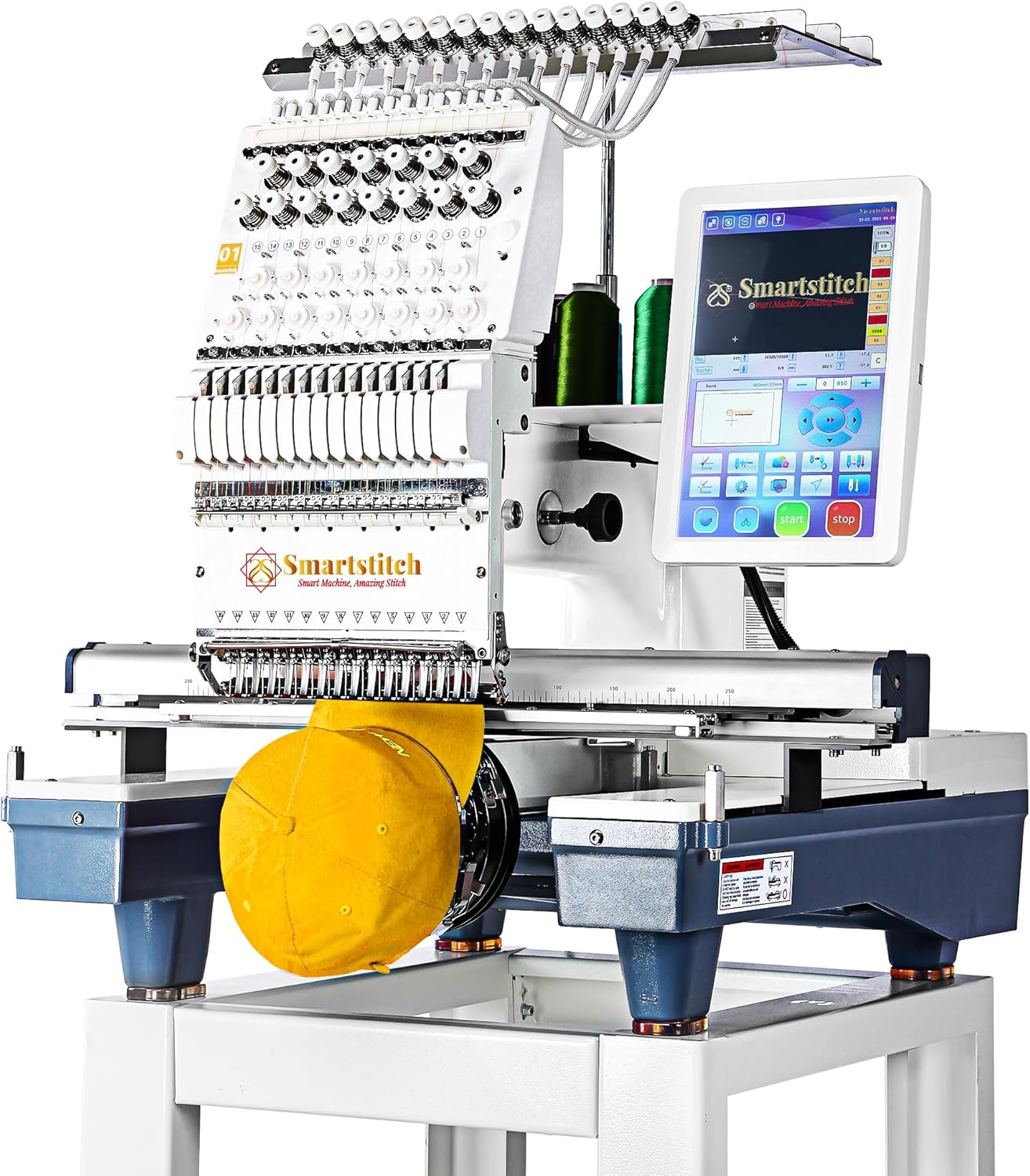 Smartstitch 15-Needle Commercial Embroidery Machine: 3D Cap, T-shirt & More!