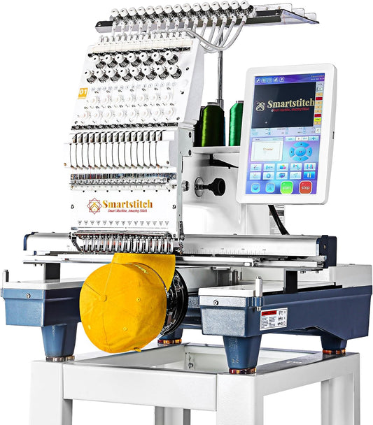 Smartstitch 15-Needle Commercial Embroidery Machine: 3D Cap, T-shirt & More!