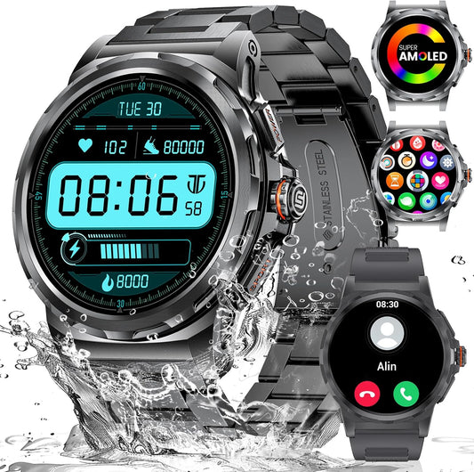 Smart Military Watch: Answer Calls, AMOLED Touch, Waterproof, 120+ Modes!