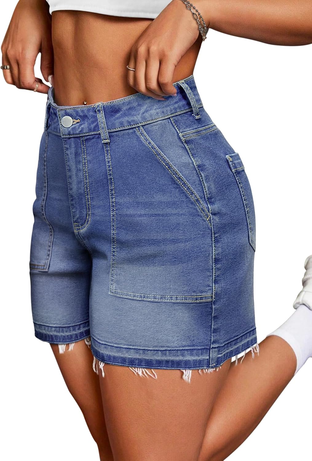High Waisted Stretchy Casual Denim Jean Shorts for Women