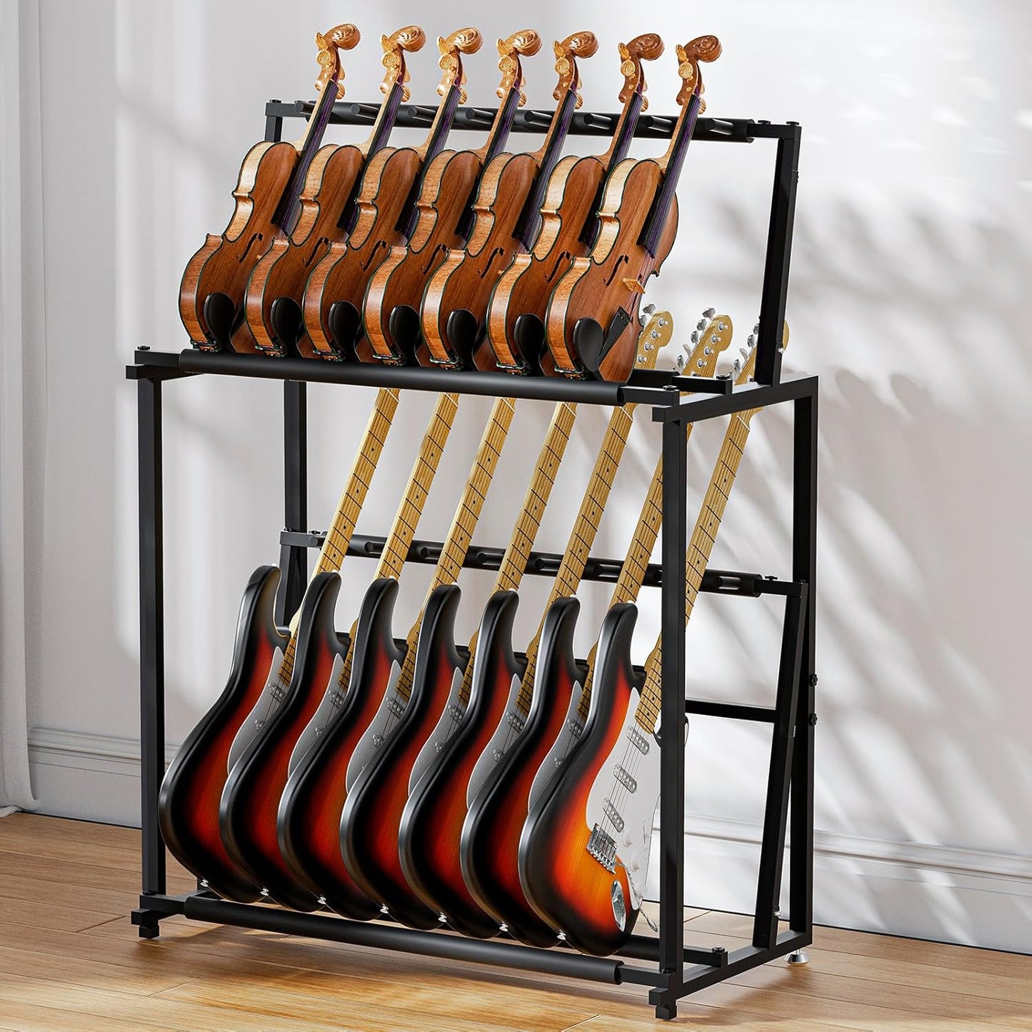 Multi Guitar Stand with Adjustable Height for 14 Guitars Storage