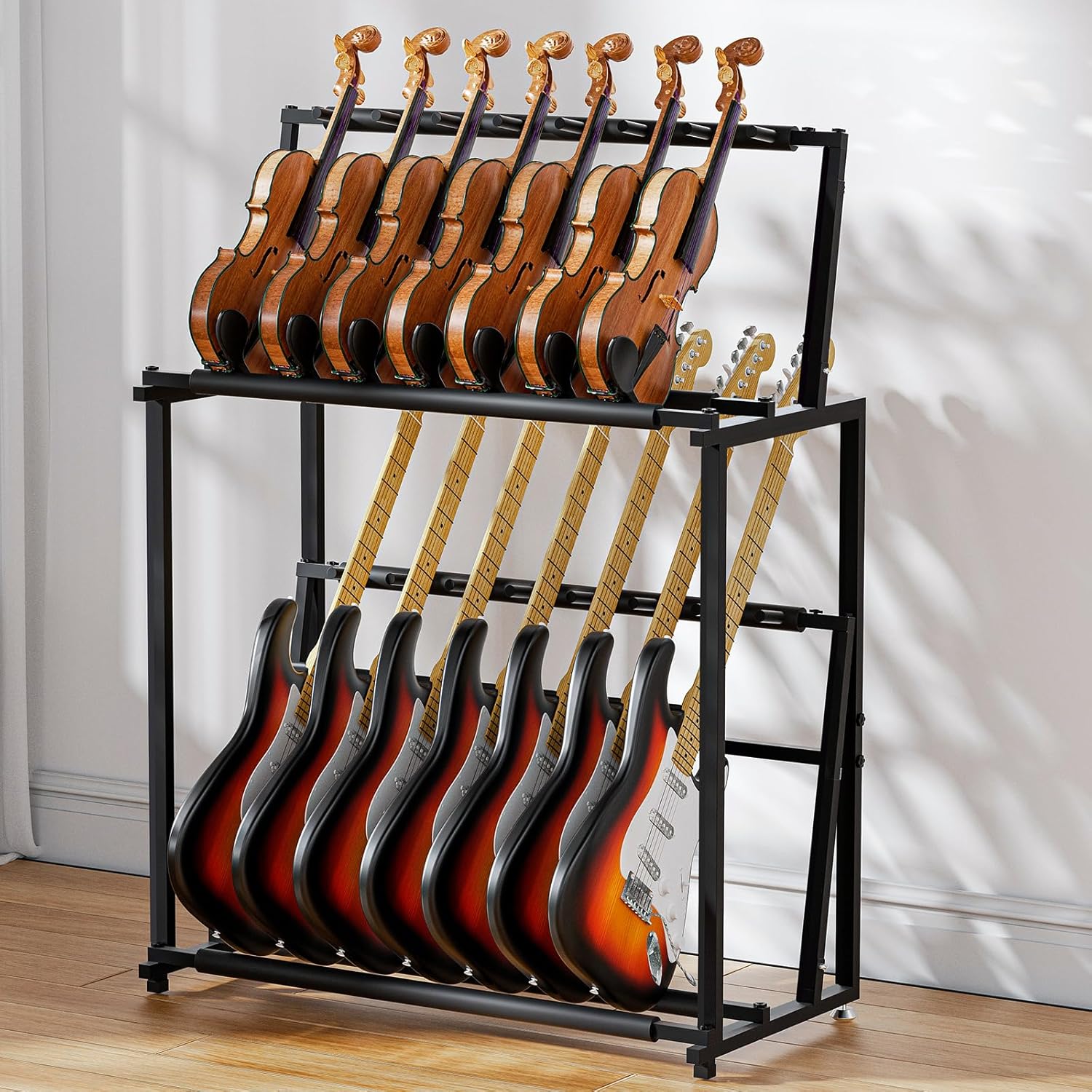 Multi Guitar Stand with Adjustable Height for 14 Guitars Storage