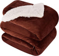 King Size Sherpa Blanket Brown 90x108 in - Soft Reversible Throw