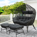 Double Egg Chair Loveseat with Footrest - Large Two-Person Eggshell