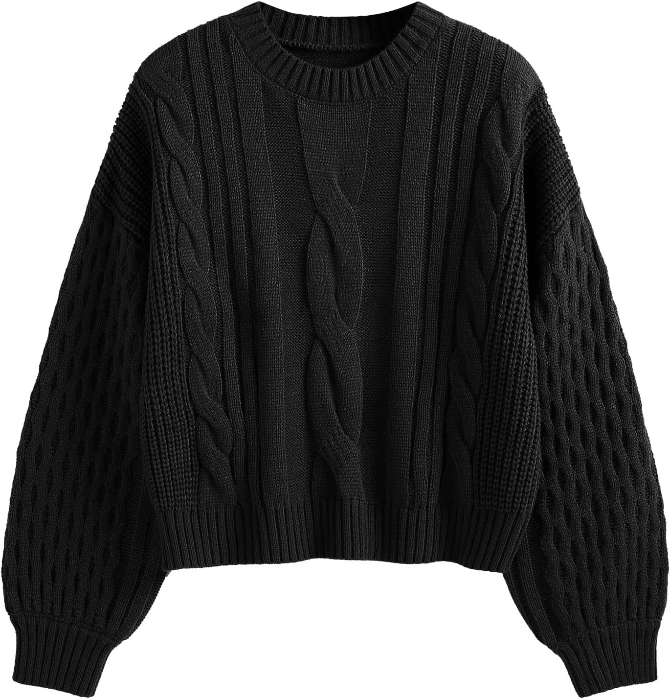 ZAFUL Women's Solid Knit Cable Sweater for Cozy Style