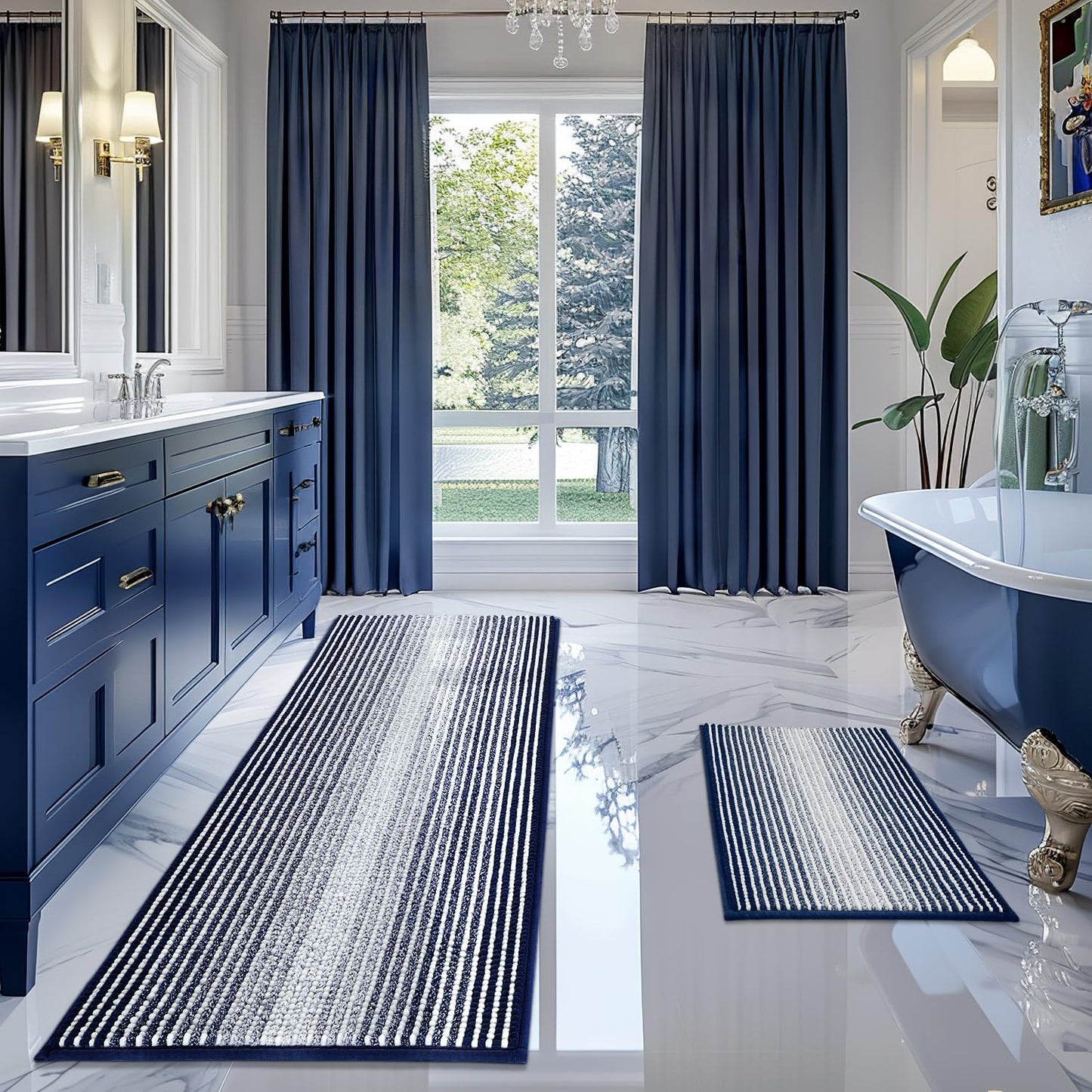 Thick Absorbent Chenille Bath Mat Set for Ultimate Comfort