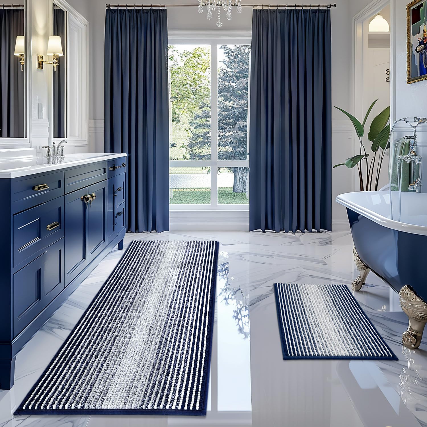 Thick Absorbent Chenille Bath Mat Set for Ultimate Comfort