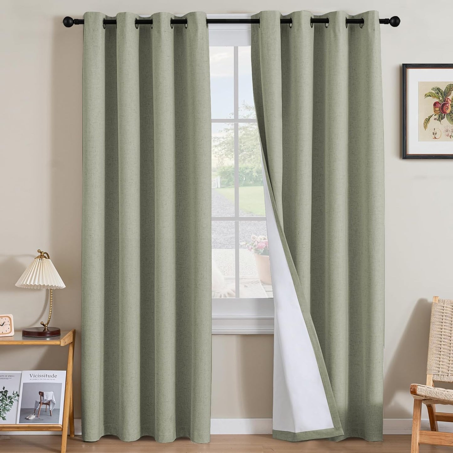 H.VERSAILTEX 100% Blackout Linen Curtains for Bedroom 96 in