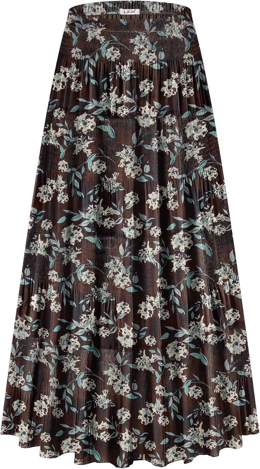 Women's Maxi Skirt with Pockets High Waisted Casual A-Line