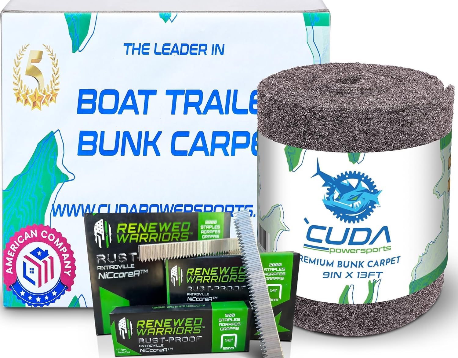 Cuda Boat Bunk Carpet 9in Wide x 13ft for Trailer Bunk Boards