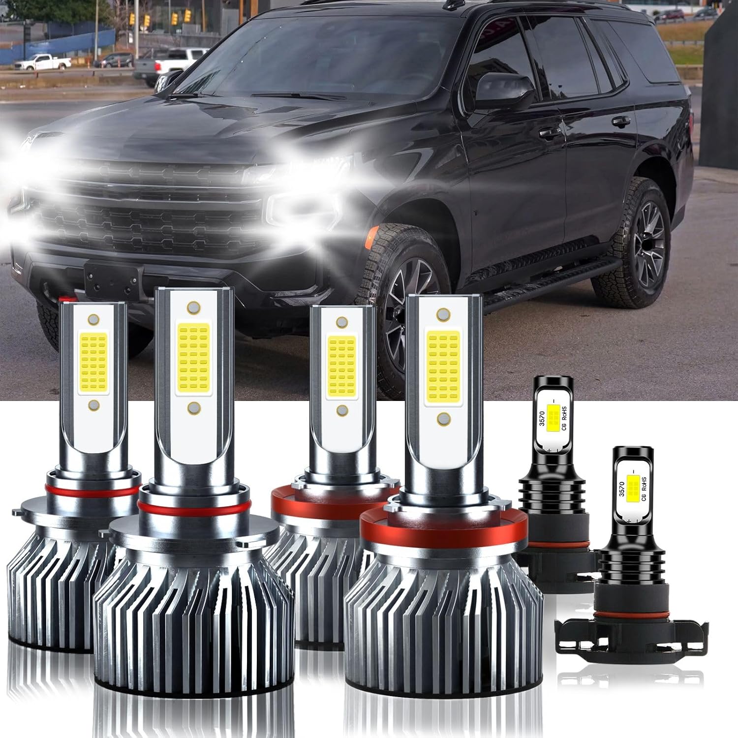 Compatible Chevrolet Tahoe 2007-2015 High&Low Beam Fog Light Bulbs