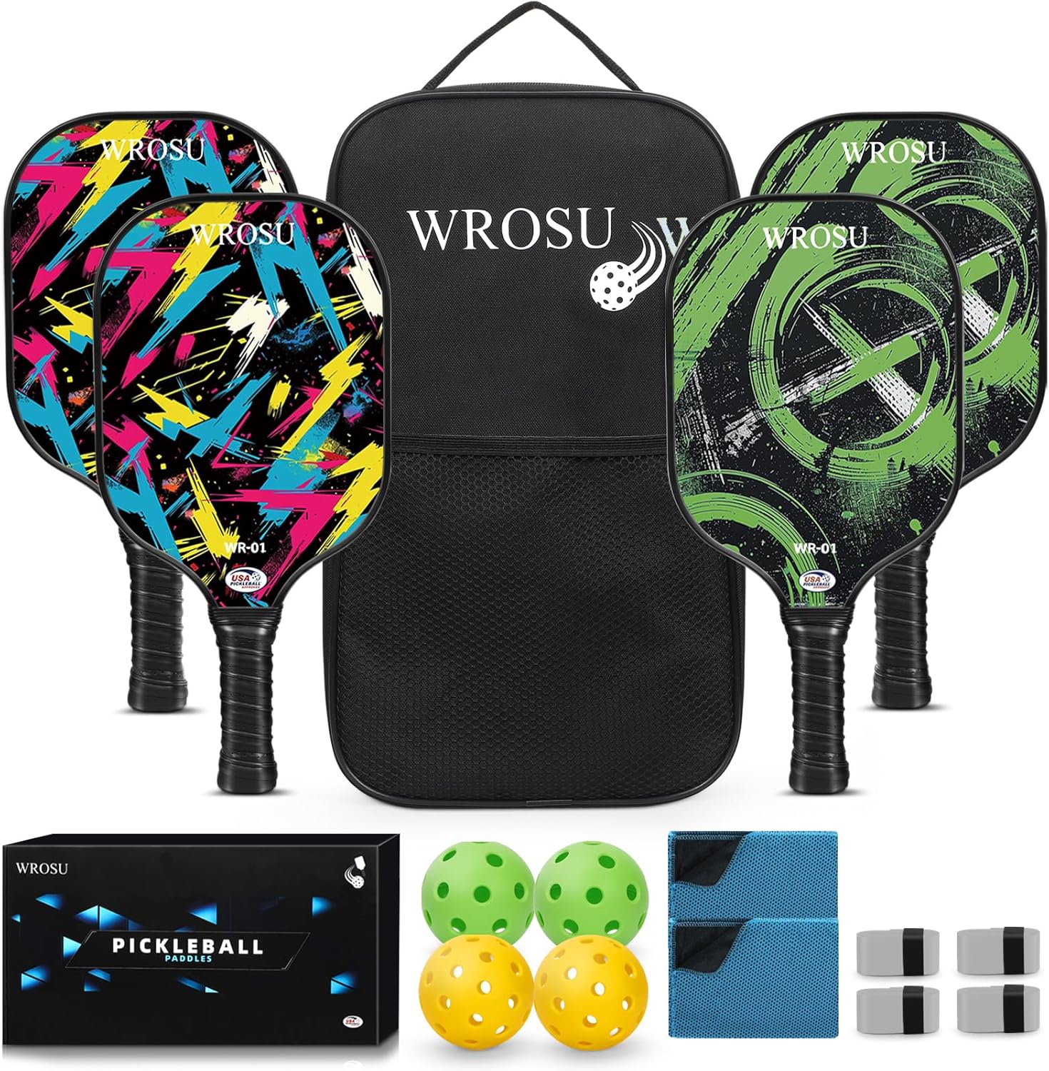 Carbon Fiber Pickleball Paddles Set of 4 for All Skill Levels