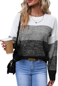Women's Striped Color Block Sweater Pullover - Soft 100% Acrylic