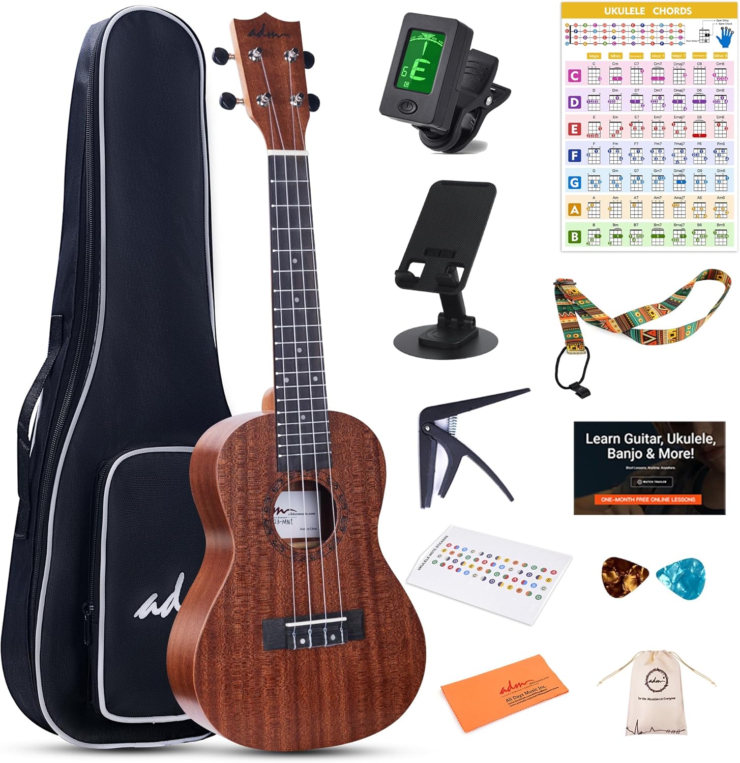 ADM Concert Ukulele Beginner Kit for Sweet Sound and Fun