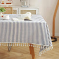 Striped Tablecloth Rectangle Cotton Blend 60 x 120 in - Farmhouse Look