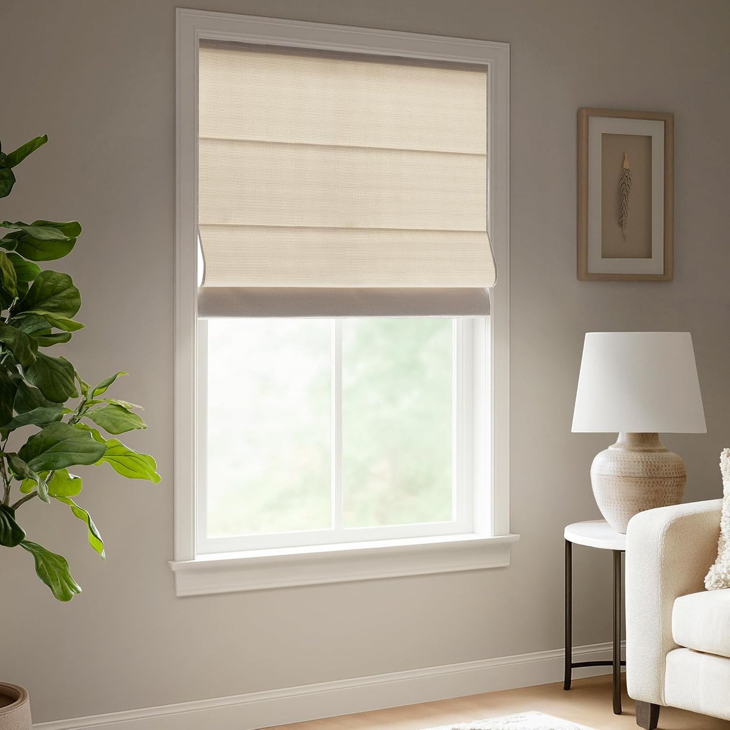 Madison Park Galen Matte Linen Cordless Roman Shades for Home