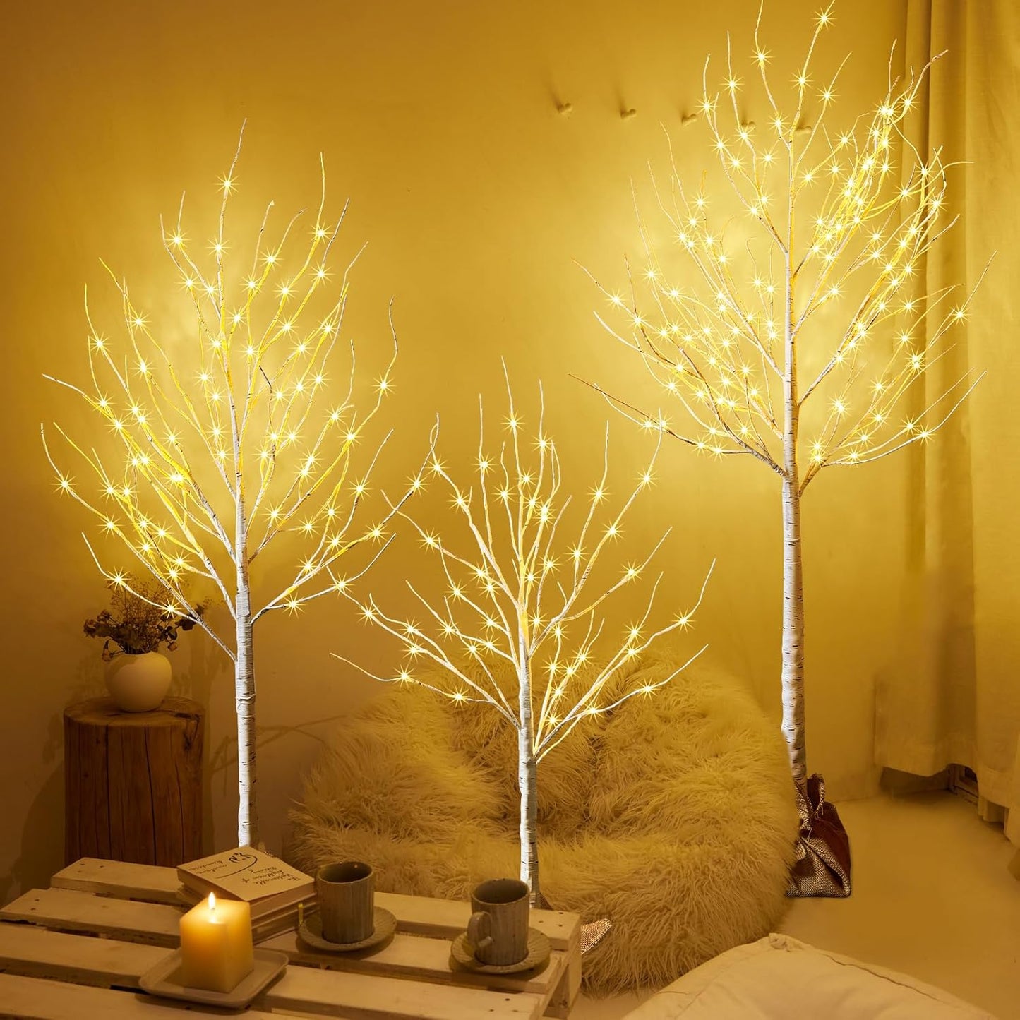 Lighted Birch Tree Decoration for Indoor and Outdoor Use