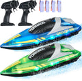 RC Boat for Kids 2Pack - Waterproof Racing Boats with LED Lights