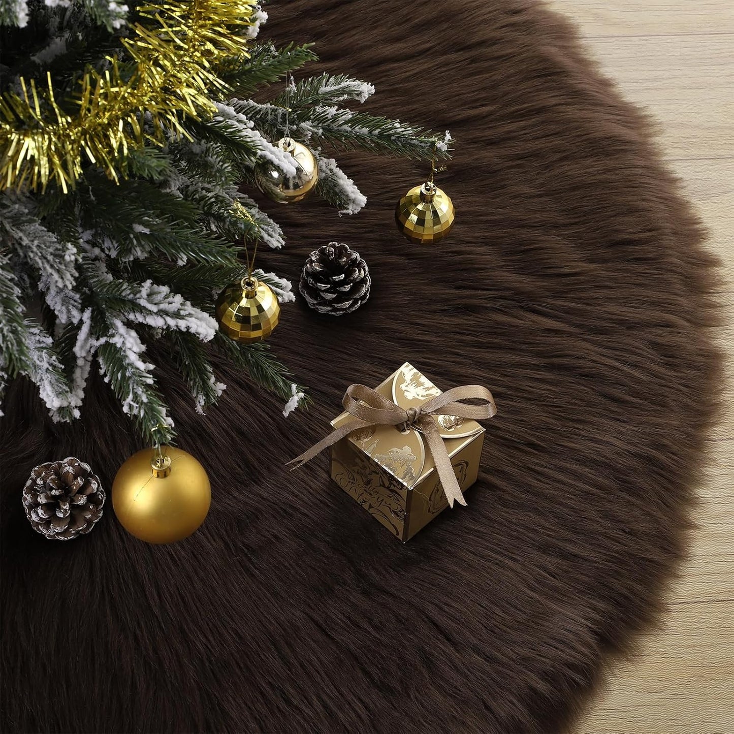 36 Inch Wool Fur Christmas Tree Skirt for Elegant Holiday Decor